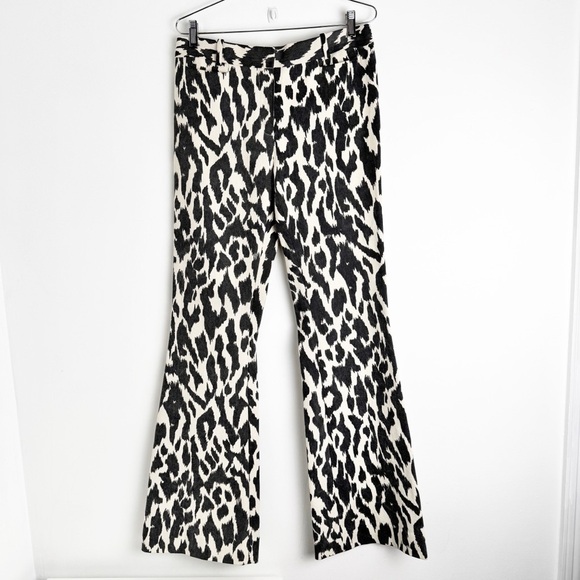 Céline by Phoebe Philo black and ivory abstract animal print wide leg pant denim - Picture 1 of 6